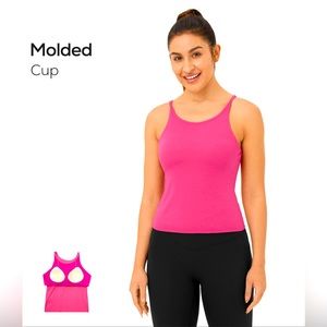 Ribbed Knit Round Neck Casual Cotton Tank Top with built in bra